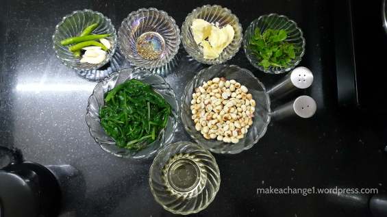 Ingredients for green pesto