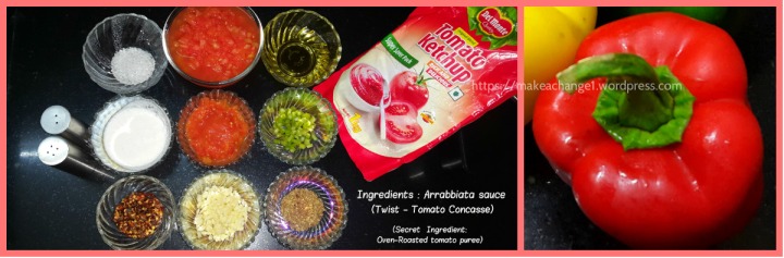 Ingredients for pasta in Arrabbiata sauce