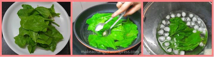 Blanching spinach